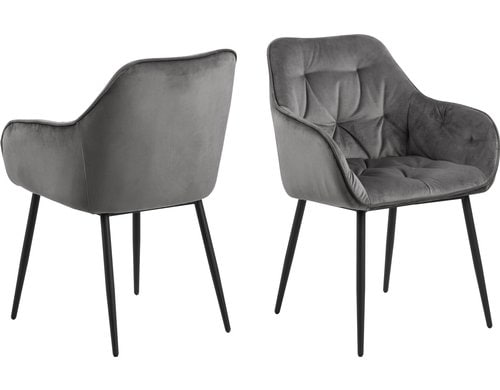 AC Design Esszimmerstuhl Brooke VIC 2 Stück Stahl/Textil, Dark Grey