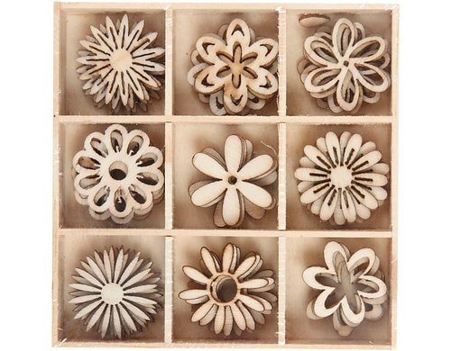 Creativ Company Streudeko Holz Blumen, 28 mm