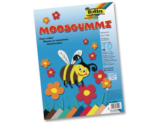Folia Moosgummi-Set 10 Farben 10 Bogen à 29x40cm, 10 Farben