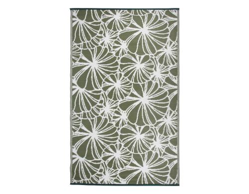 Esschert Design Outdoor Teppich, Floral PP, Grn-Weiss, 151 x 241 cm, India