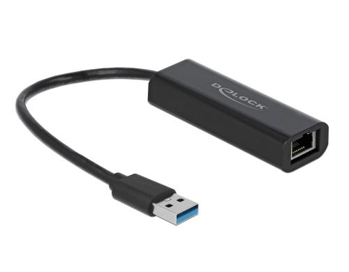 Delock USB3.1 Typ-A zu LAN Adapter 0,1/1/2.5Gbps, schwarz, Kompakt