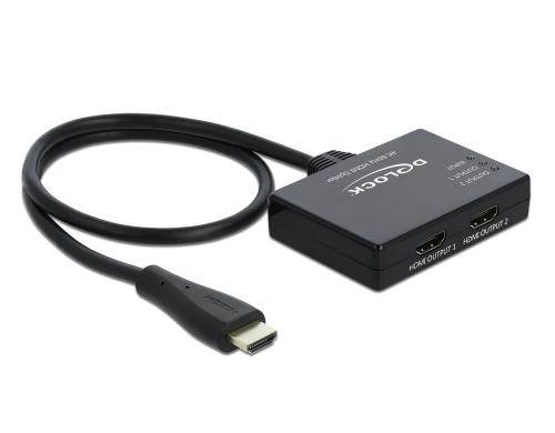 Delock Monitor Splitter, HDMI zu 2X HDMI 4K bis 60Hz, schwarz