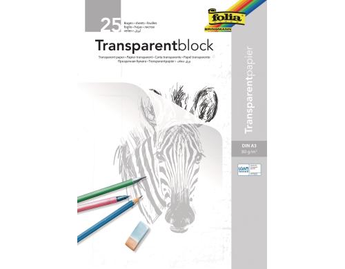 Folia Transparentpapier A3 25 Blatt, weiss transparent