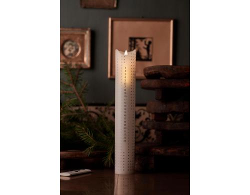 Sirius LED-Kerze Advent Calendar, Weiss D: 5 cm, H: 29 cm, 2xAA & 1xCR2032 Batt.