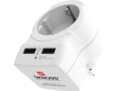 SKROSS Reiseadapter Europe to UK mit 2x USB Ladegert