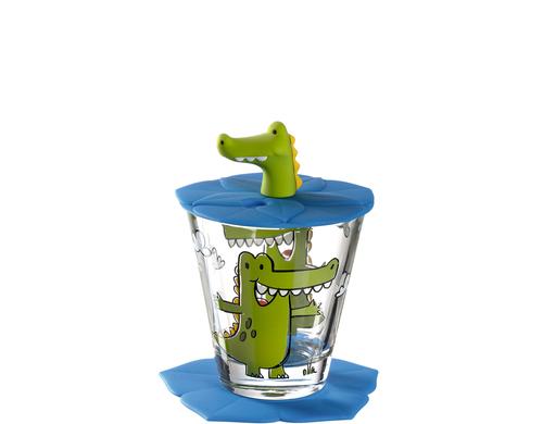 Leonardo Glas Bambini Krokodil 3-teilig, D: 6cm, Glas/Silikon