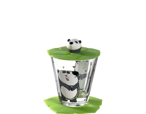 Leonardo Glas Bambini Panda 3-teilig, D: 6cm, Glas/Silikon