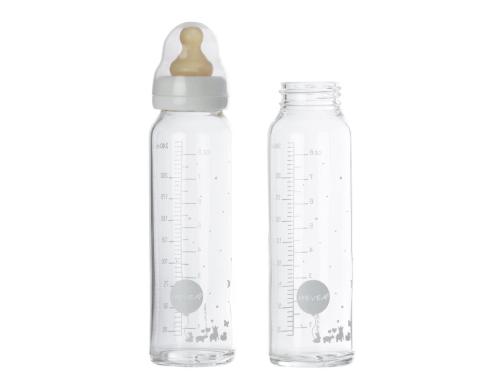 HEVEA Baby Glasflasche 240 ml weiss, 2 Stk