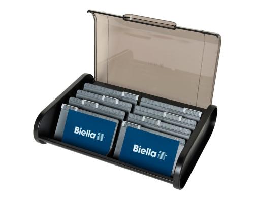 Biella Visitenkartenbox schwarz/grau inkl. Alphab. Trennplatte, fr 400 Karten