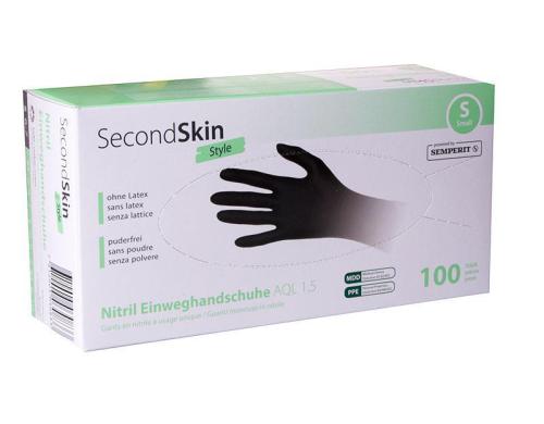 SecondSkin Nitril-Handschuhe S schwarz, 100 Stk