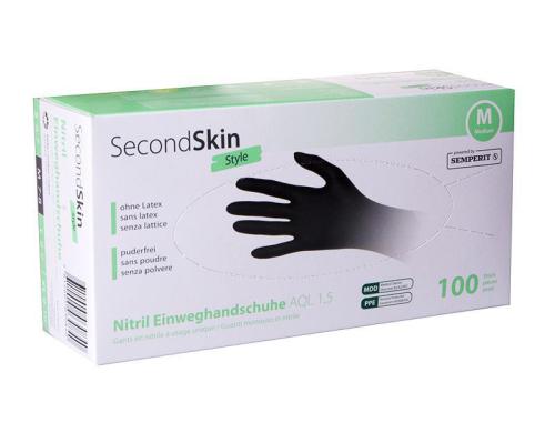 SecondSkin Nitril-Handschuhe M schwarz, 100 Stk
