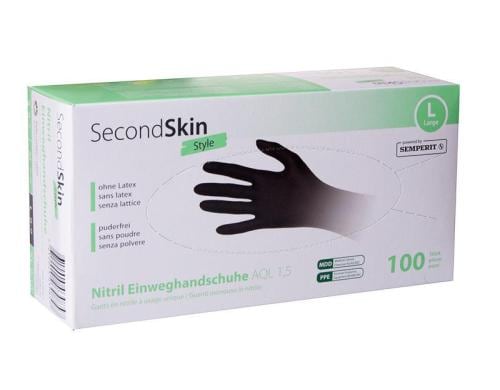 SecondSkin Nitril-Handschuhe L schwarz, 100 Stk