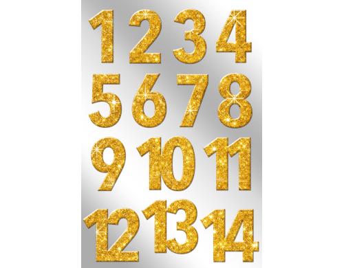 B+C Adventskalender-Zahlen Glitzer gold 2 Blatt, 1-24