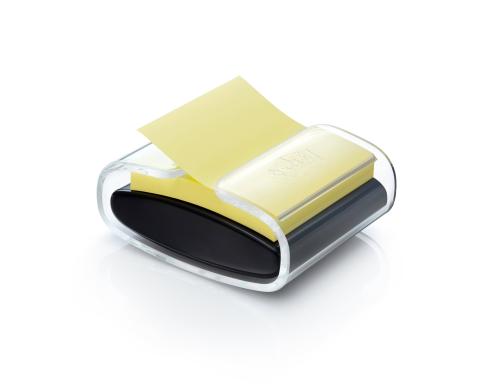 3M Z-Notes Spender schwarz/transparent 76x76mm, inkl. 1 Block gelb