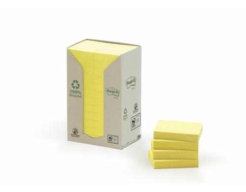 3M Post-it Recycling Notes Turm gelb 24 Blcke  100 Blatt 51 x 38 mm