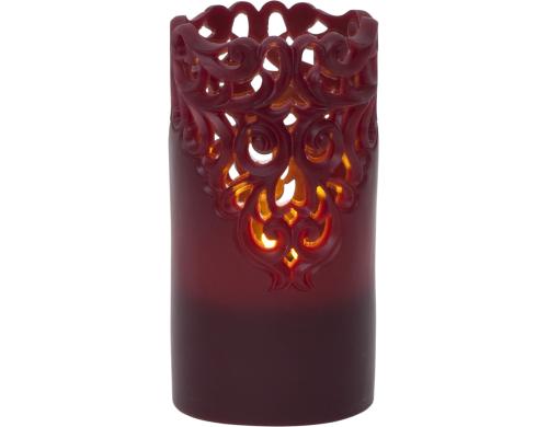 Star Trading LED Pillar Kerze Clary Indoor, Rot, 15cm Hhe, Timerfunktion