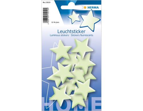 Herma Leuchtsticker Sterne Mini 1 Blatt, 12 Sticker