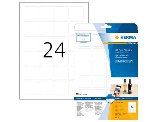 Herma Etiketten QR Code 9642 40 x 40mm 600 Etiketten, A4, 25 Blatt