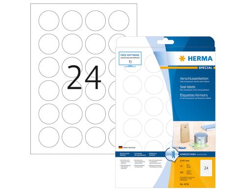 Herma Verschlussetiketten 4236 600 Etiketten, A4, 25 Blatt