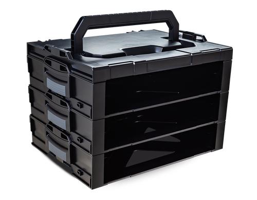 i-BOXX Rack 3er Block schwarz schwarz mit anthrazitgrauen Schnappern