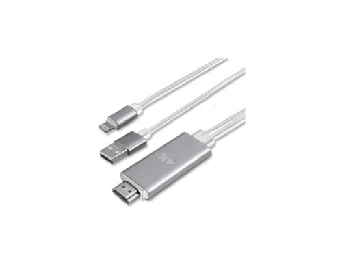 4smarts Lightning - HDMI Kabel, 1.8m, weiss Ladefunktion, Auflsung bis 4000x2000/30 Hz