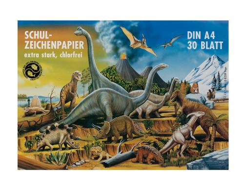 URSUS Zeichenblock Dinosaurier A4 30 Blatt, 120g, weiss