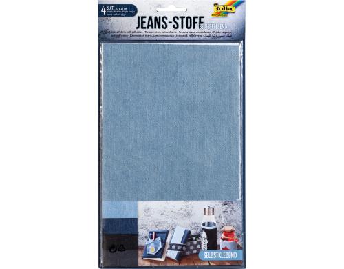 Folia Jeans-Stoff selbstklebend 4 Blatt, Grsse: 17 x 27 cm