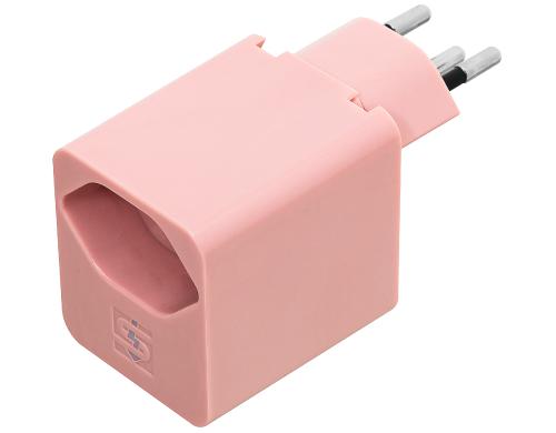 Abzweigstecker 1xT13, mit USB C 5V, 3A, 18W, rosa