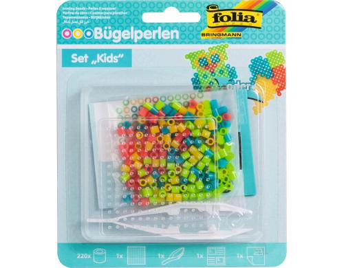 Folia Bgelperlen Starter Set KIDS 1x Stiftplatte, 220x Perlen, 1x Pinzette