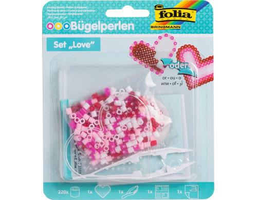 Folia Bgelperlen Starter Set LOVE 1x Stiftplatte, 220x Perlen, 1x Pinzette
