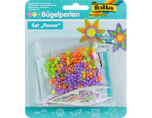 Folia Bgelperlen Starter Set FLOWER 1x Stiftplatte, 220x Perlen, 1x Pinzette
