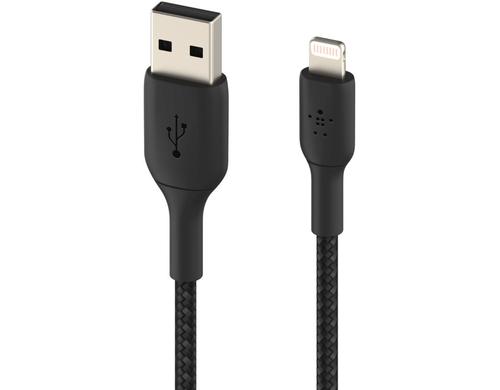 Belkin BOOST CHARGE USB-A-Lightning 15cm ummantelt, schwarz