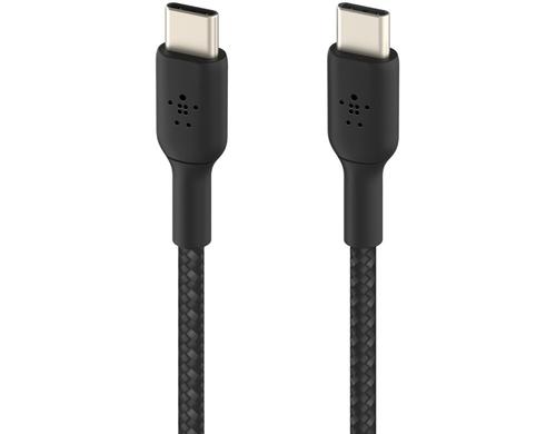 Belkin BOOST CHARGE USB-C/USB-C 1M ummantelt, schwarz