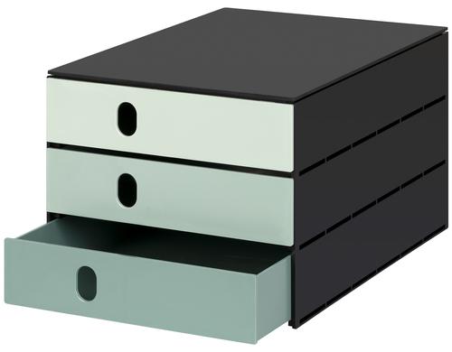 Styro Schubladenbox styroval pro color flow 3 Schubladen, grn / schwarz