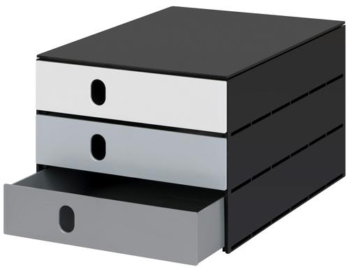 Styro Schubladenbox styroval pro color flow 3 Schubladen, grau / schwarz