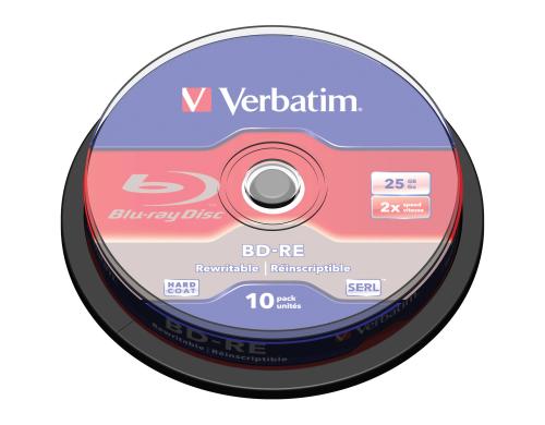 Verbatim BD-RE 2x SL. rewrite, 25GB Blu Ray, 10er Spindel