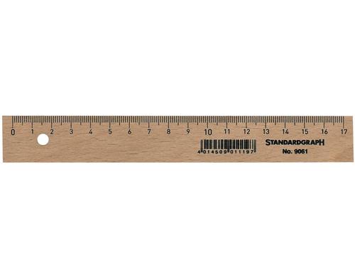 Standardgraph Holzlineal 17cm Buchenholz aus zertifiziertem Anbau