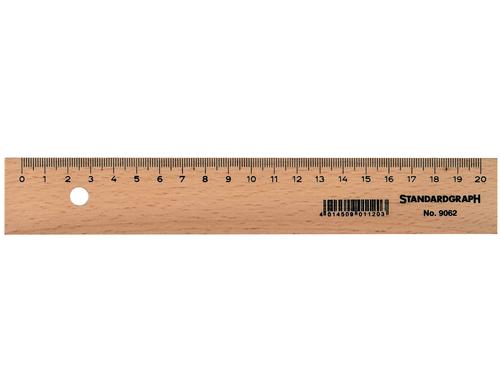 Standardgraph Holzlineal 20cm Buchenholz aus zertifiziertem Anbau