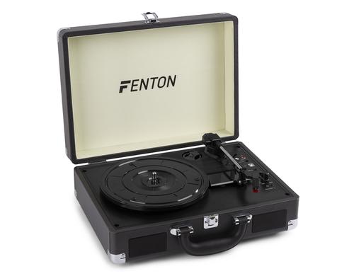 Fenton RP115 Black Plattenspieler im Koffer, BT & LS, schwarz