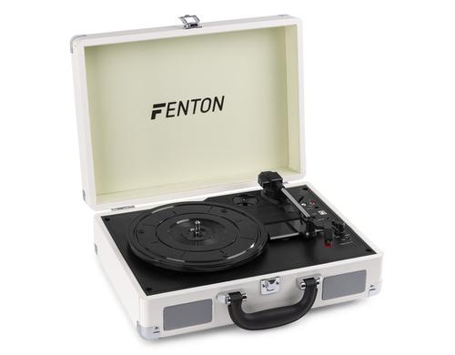 Fenton RP115 White Plattenspieler im Koffer, BT & LS, weiss