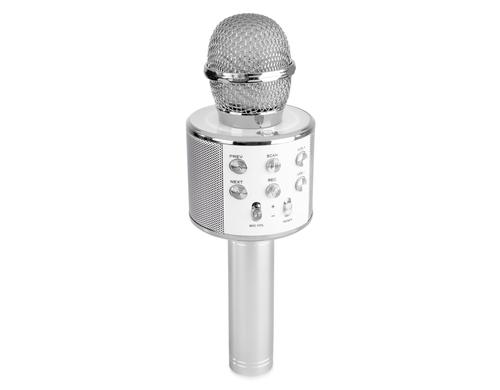 MAX KM01S Karaoke Mikrofon, BT, MP3, Silber