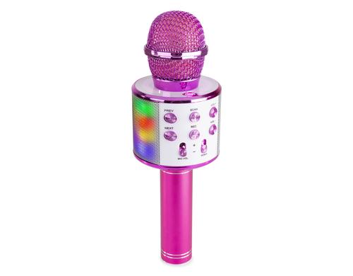 MAX KM15P Karaoke Mikrofon mit LED, BT, MP3, pink