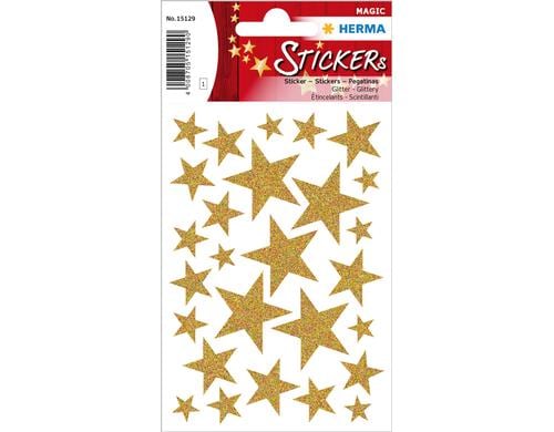 Herma Weihnachtssticker Sterne gold 1 Blatt, 27 Sticker