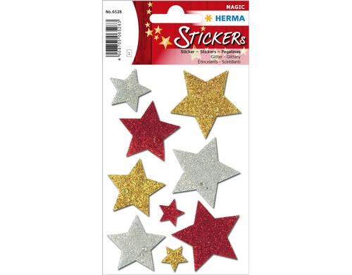 Herma Weihnachtssticker Sterne 1 Blatt, 9 Sticker