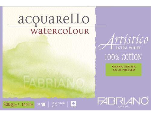 Fabriano Aquarellp. Artistico Extra White 300g/m2, 25 Bl, Rau, 12.5 x 18 cm