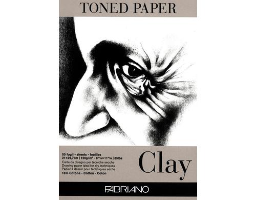 Fabriano Knstlerpapier Toned Clay A4 120g/m2, 50 Bl, Farbe: Grau