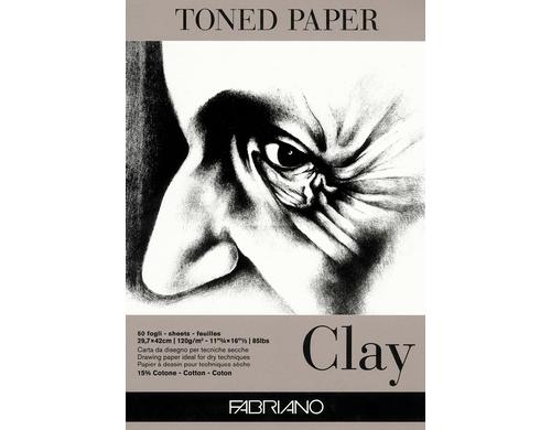 Fabriano Knstlerpapier Toned Clay A3 120g/m2, 50 Bl, Farbe: Grau