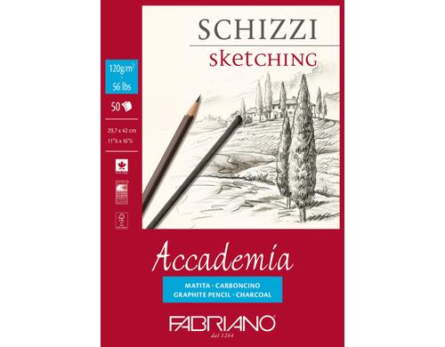Fabriano Knstlerpapier Accademia Sketch. 120g/m2, 50 Bl, natrliche Krnung, A3