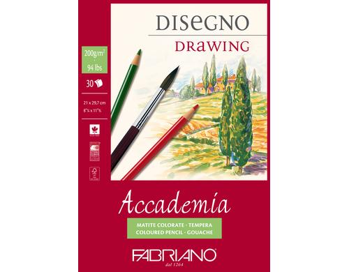 Fabriano Knstlerpapier Accademia Drawing 200g/m2, 30 Bl, natrliche Krnung, A4