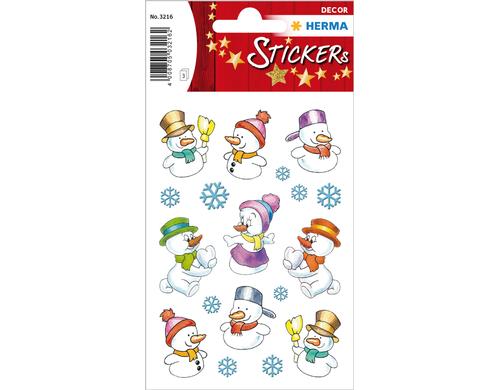 Herma Weihnachtssticker Schneemnner 3 Blatt, 27 Sticker